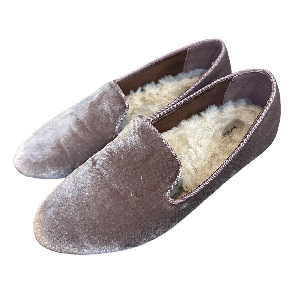 Birdies Starling Women's Size 8 Loafers Dusty Rose Pink Velvet Faux Fur Lining